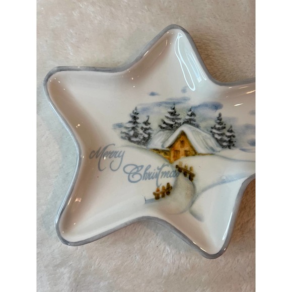 Merry Christmas Shooting Star Tray Ceramiche Fabbro Made in Italy - Picture 2 of 6